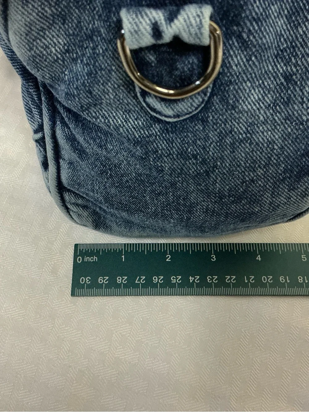 Denim Tote Bag with Embroidered Patches - Blue